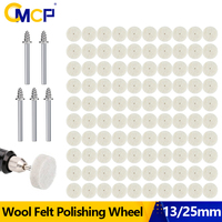 CMCP 52/105PCS Felt Wool Polishing Buffing Wheels 13/25x7mm Round Wheel Grinding Pad 3.175mm Shank For Dremel Drill Rotary Tool