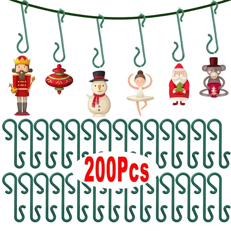 10-300PCS Christmas Ornament S-Shaped Hooks Christmas Tree Ball Pendant Hanging Decoration 2024 New Year Home Decor Supplies