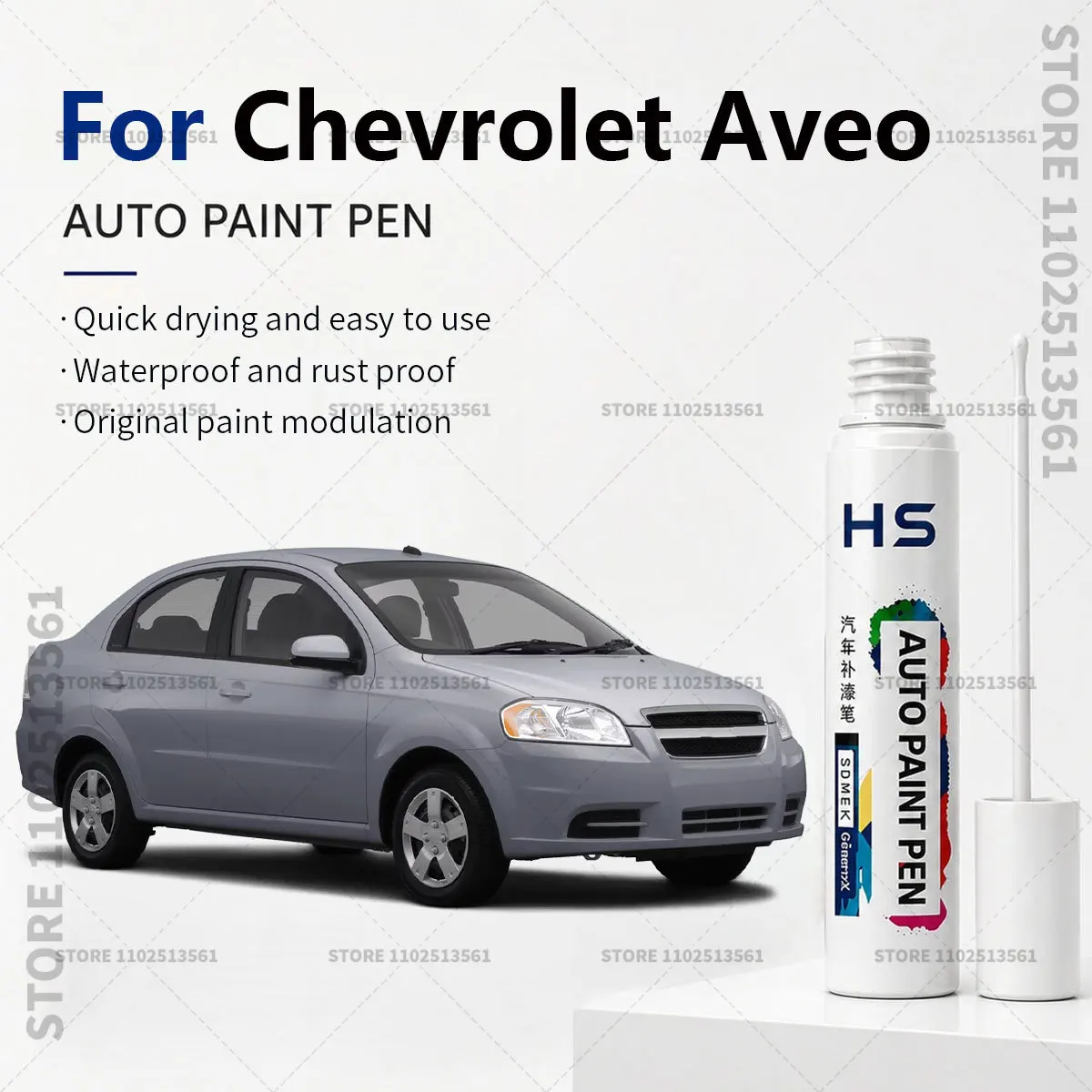 Touch Up Paint Pen – Quick Car Scratch Repair for Chips & Minor Scratches For Chevrolet Aveo Euro Blue Polar White Grey Silver