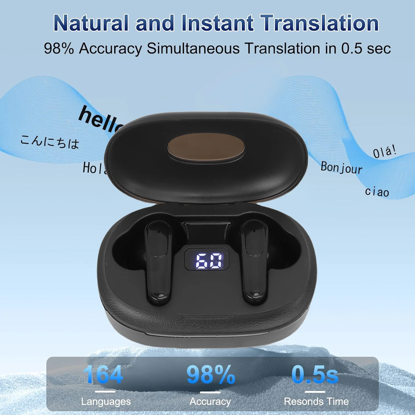 Earbud Terjemahan AI 3-In-1 Speaker Mini Penerjemah Bahasa 164 Waktu Nyata Bluetooth 5.4 Pengurang Kebisingan untuk IOS Android Travel