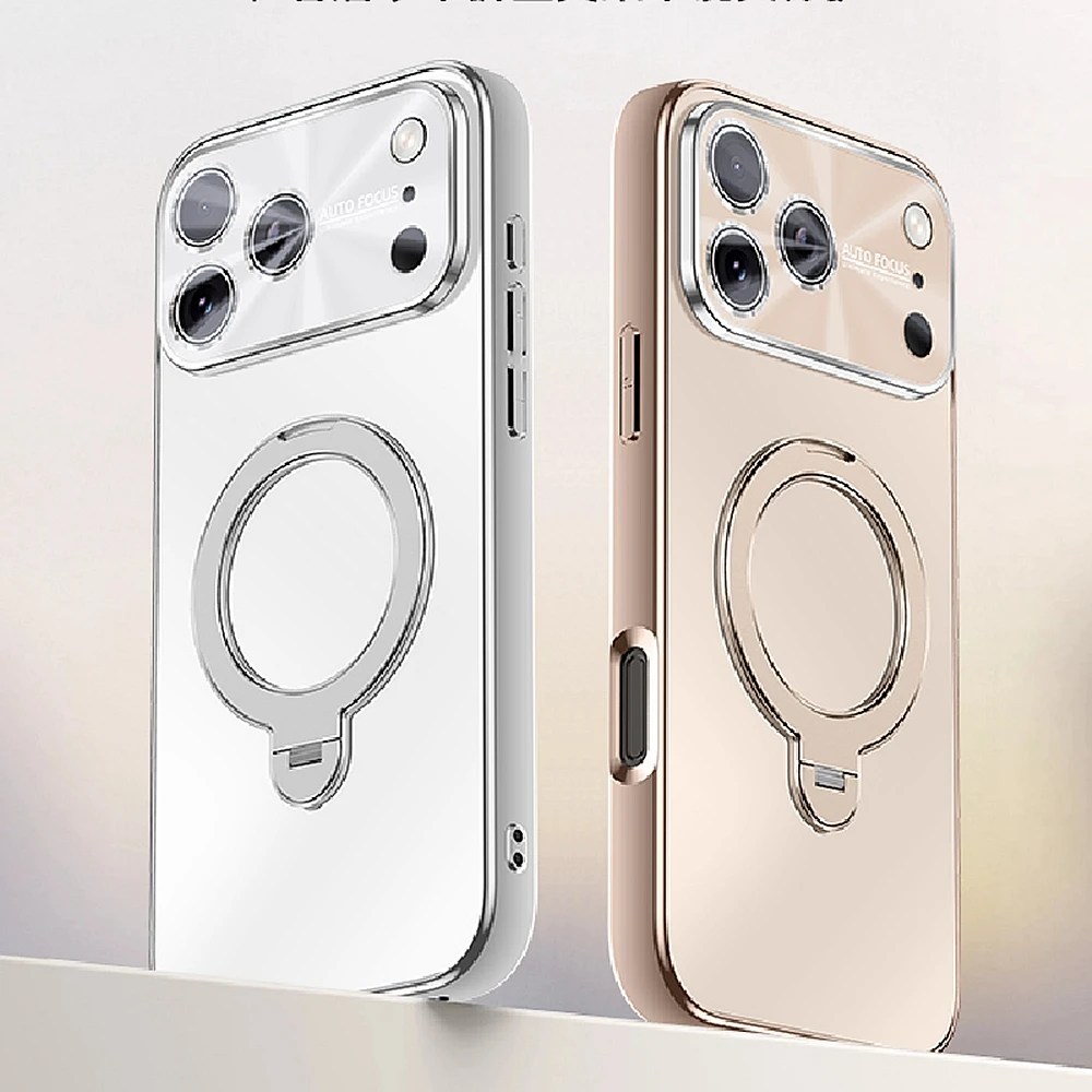 Überzug Für Magsafe Magnetische Telefon Fall Für iPhone 17 Air 16 15 14 Pro Max Metall Rotierenden Ring Halter Halterung matte Abdeckung