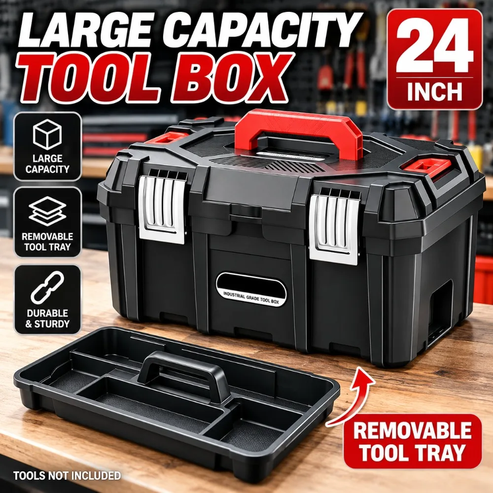 Large Capacity Tool Box Multifunctional Industrial Grade Shockproof Anti-fall Waterproof Toolbox Home Storage Tool Box Large