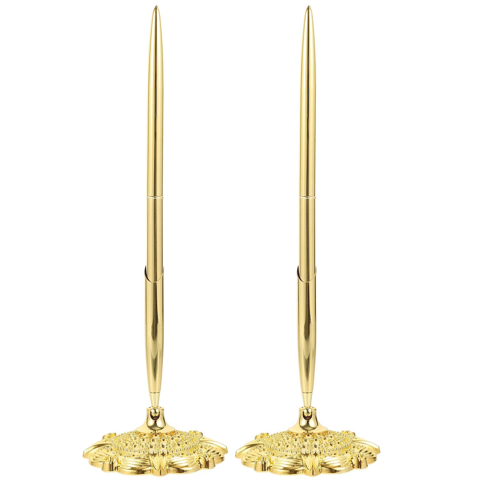 

2Pcs Signature Desk Pens Professional Business Ballpoint Pens Vertical Table Stand Writing Pen Conference Office Accessory