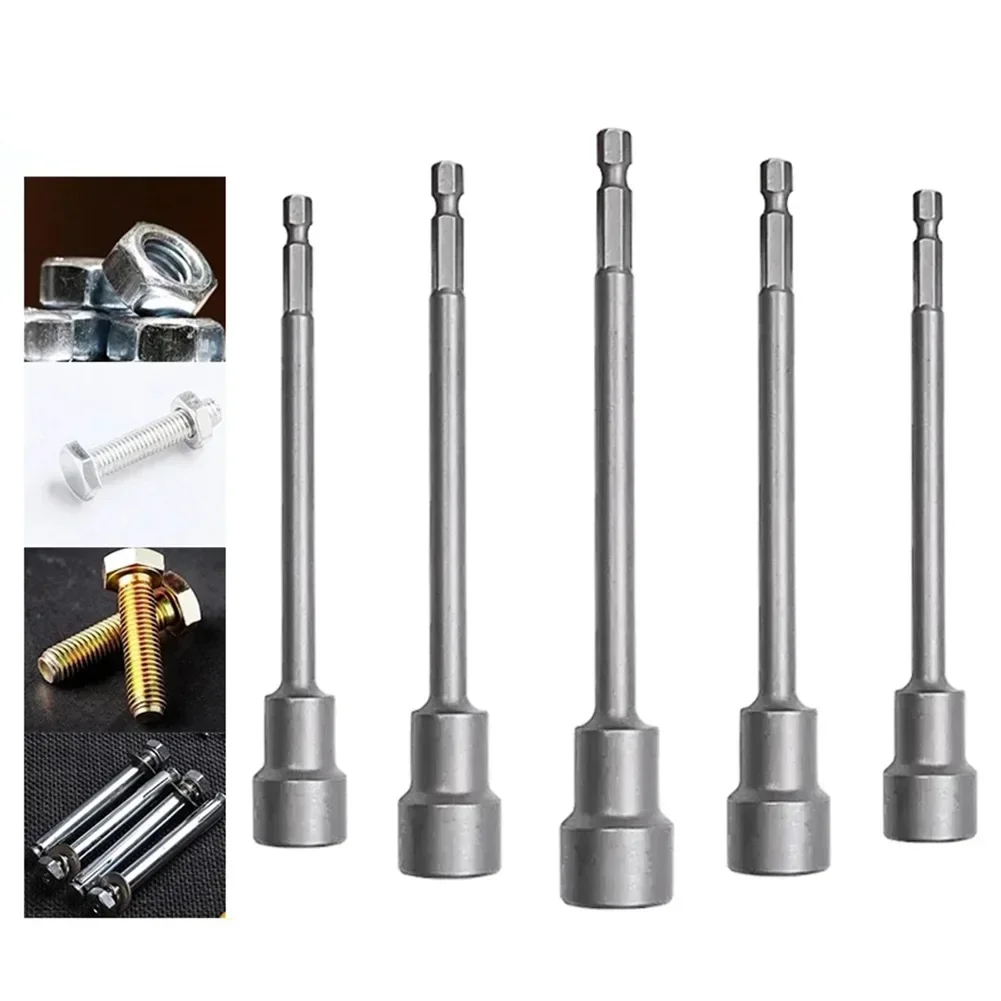 150mm Steel Socket Wrench Adapter Hex Magnetic Nut Driver Sleeve 8-19mm Chrome Vanadium Steel Socket Adapter Hand Tools Parts