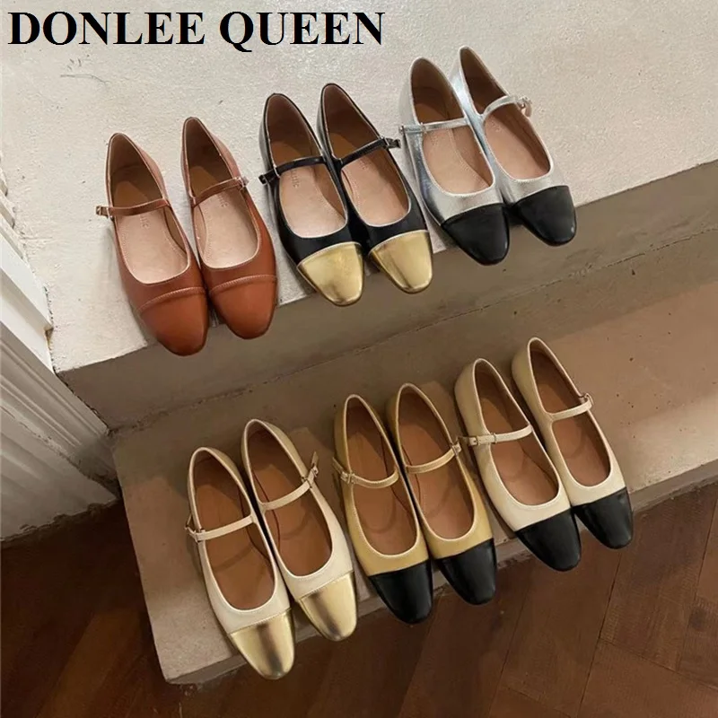 Women Flats Ballet Classic Mary Jane Shoes Ladies Ballerina Flat Heel Shallow Luxury Brand Moccasins Fashion Mixed Color Loafers