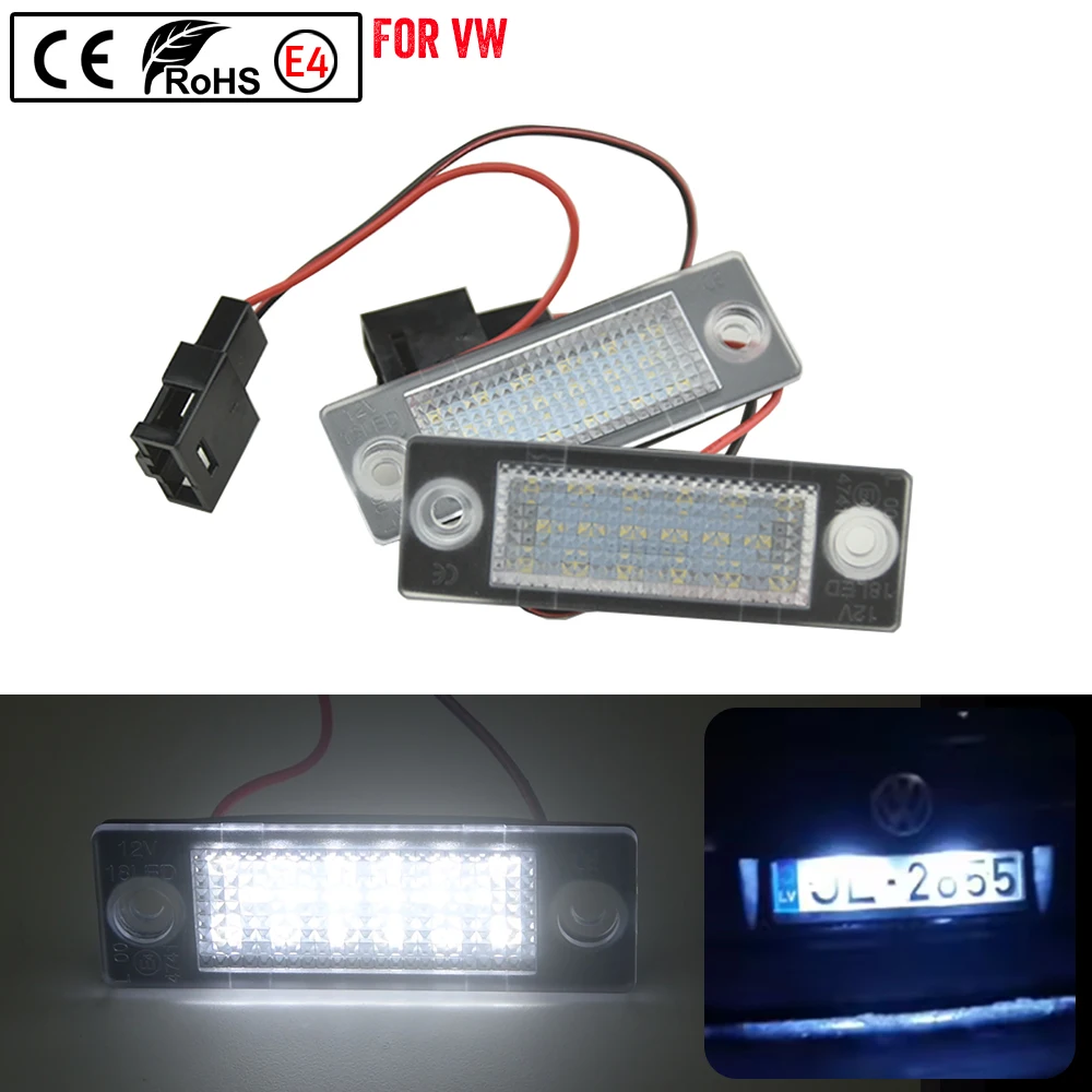 

2Pcs For Volkswagen VW Sharan Ford Galaxy Seat Alhambra MK1 LED Number License Plate Lights Lamps 7M8 7V9 WGR Canbus 18smd White