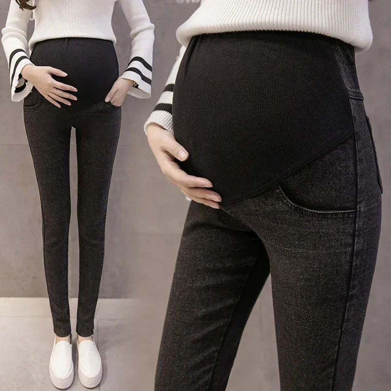 

Maternity Pregnancy Skinny Trousers Jeans Pants Elastic Pregnant Women's Feet Stomach Lift Stretch Denim