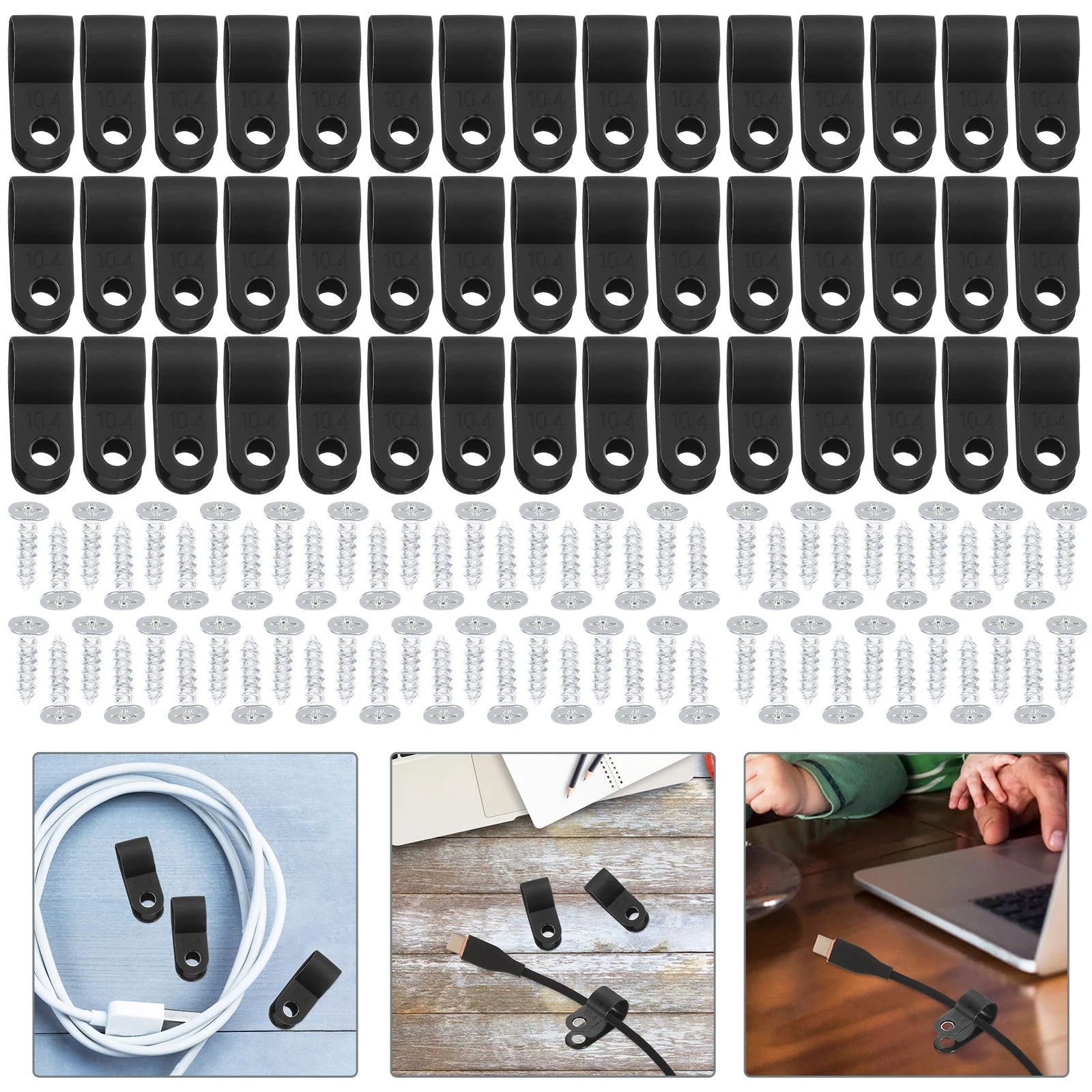 

200Pcs Cable Clips for Cord Management Plastic Wire Clips Wall Mount Easy to Use Durable Fine Workmanship Home Office