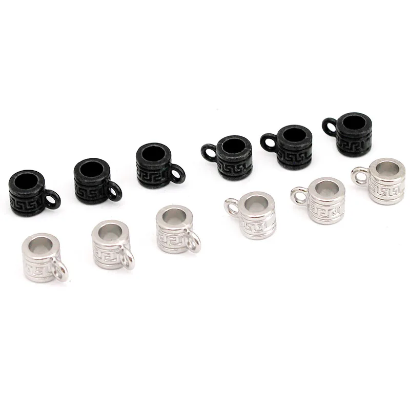 20pcs/lot Stainless Steel Spacer Bail Beads Connectors Black Color Pendants Clip Pinch For DIY Necklace Findings Jewelry Making