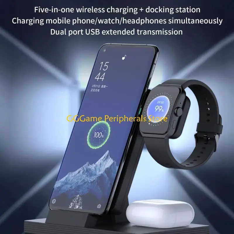 U55B Wireless Chargers for Cellphone 3 in 1 Charging Station for Multiple Devices,15W Charging Stand