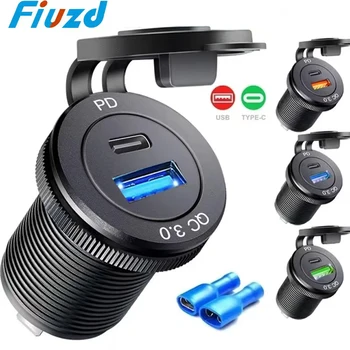 차량용 온보드 충전기 듀얼 USB 고속 충전 3.0 포트 및 PD 콘센트 소켓, 고속 충전 어댑터, 12 V, 24V, 자동차 액세서리