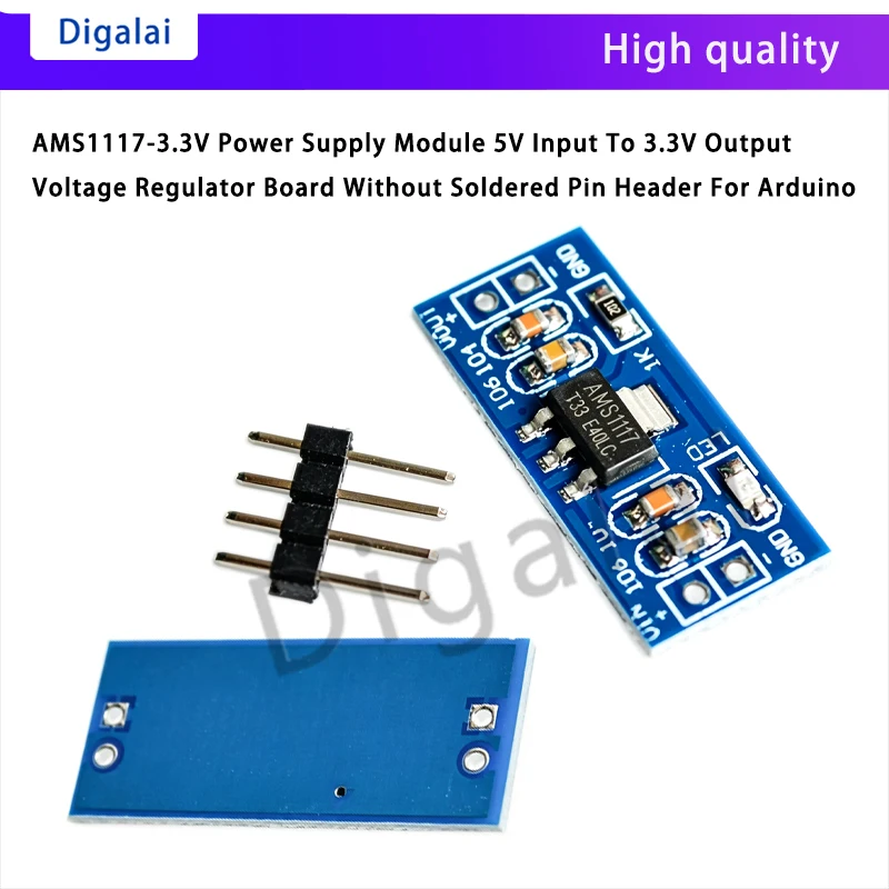 AMS1117‑3.3V DC‑DC Power Supply Module 5V Input To 3.3V Output Voltage Regulator Board Without Soldered Pin Header For Arduino