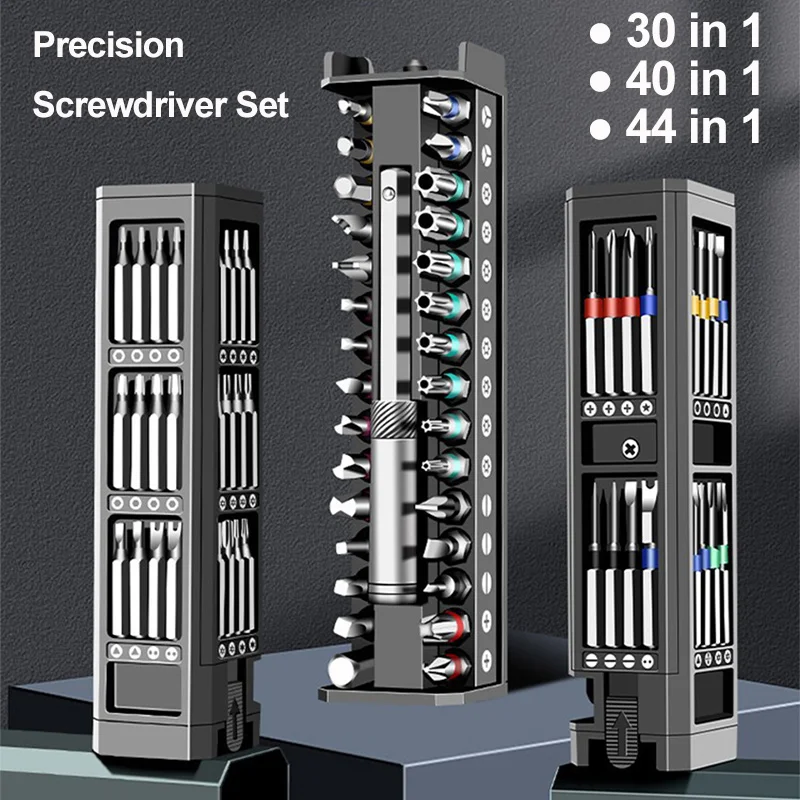 Zestaw wkrętaków 30/40/44 w 1. Precyzyjne magnetyczne końcówki wkrętakowe. Wielofunkcyjne mini narzędzie do naprawy. Narzędzie do konserwacji dla