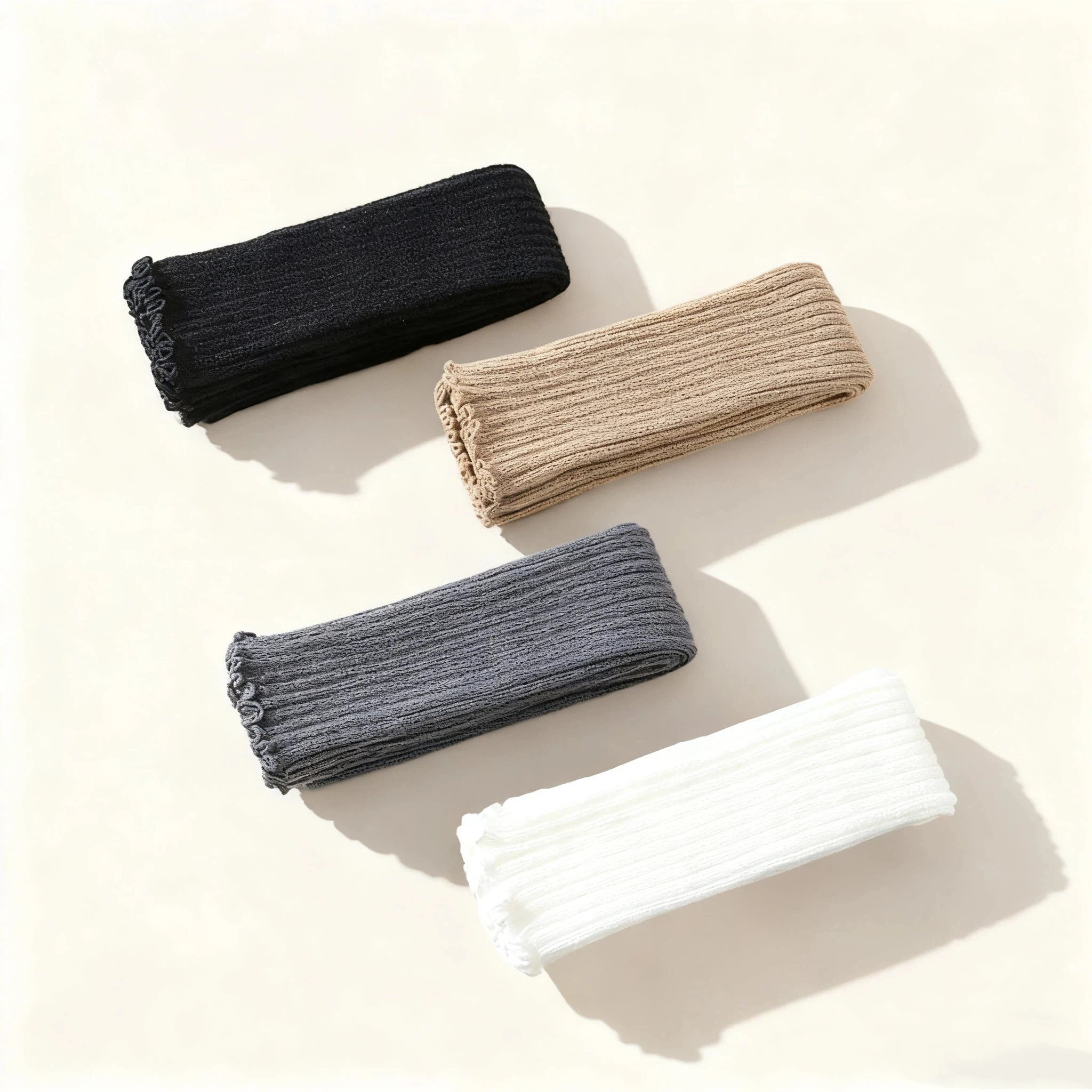 4 Pairs of Autumn and Winter Fashionable Women's Solid Color Vertical Stripe Socks With Y2K Style Warm Leg Protection Socks