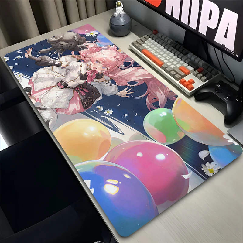 Mouse Pad Laptop Anime Extended Desktop Mat Computer Gamer Mousepad PC Gaming Accessories W-wuthering Waves Encore Keyboard Pad