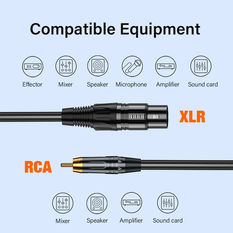 كابل RCA ذكر، كابل موصل مطلي بالذهب، محول كابل صوت ميكروفون XLR محوري 16.4 قدم