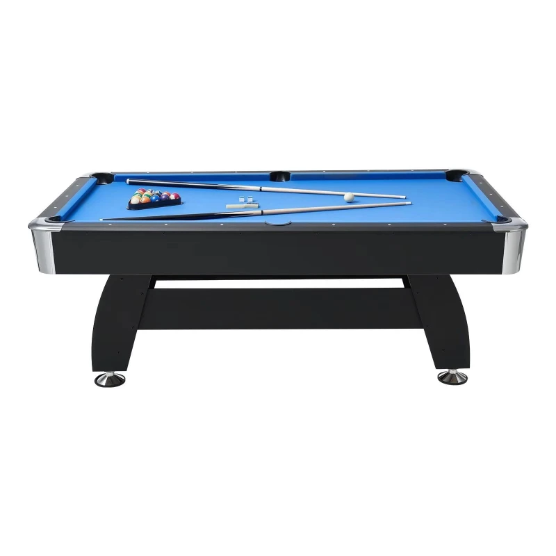 Portable 7-foot adjustable pool table set including club stand and stable entertainment equipment