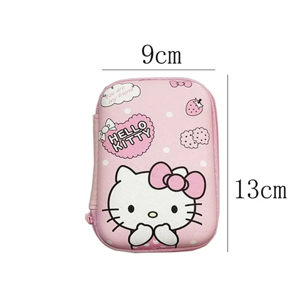 Hello Kitty Sanrio Anime Collection Card Storage Box Hard Case Y2K Earphone Bag Waterproof Data Cable Coin Protection Bag