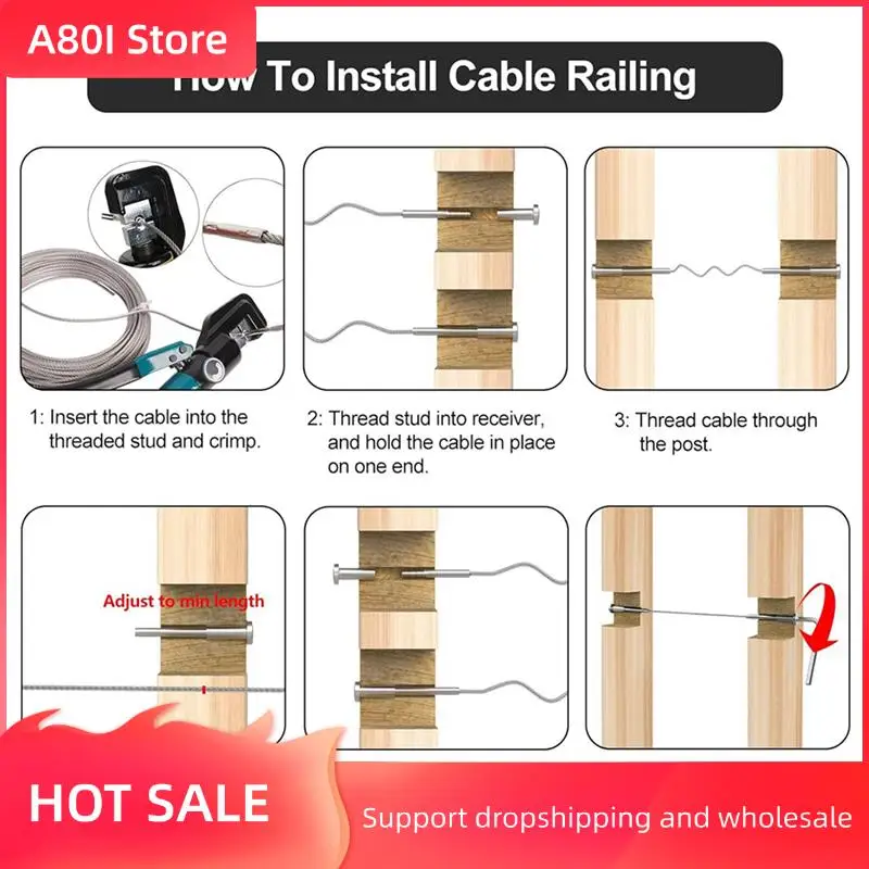 

A80I 100 Pack Invisible Cable Railing Kit, T316 Stainless Steel 1/8In Invisible Receiver And Swage Stud End For Cable Railing
