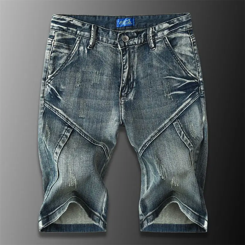 

Джинсовые шорты 2025 Лето Тонкие джинсовые брюки с пятью точками Мужские свободные толстые модные шорты Plus Fat Oversize 44, брюки среднего размера.