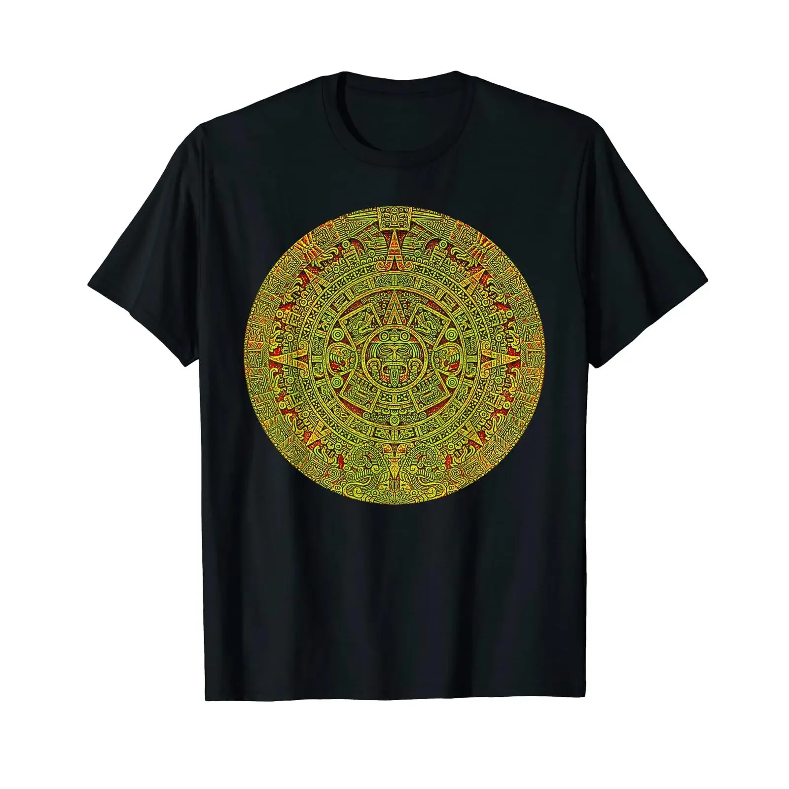 Aztec Mayas Calendar Mexico History T Shirt vintage Washed Comfortable Casual streetwear Unisex fashion Top For Everyday Wear