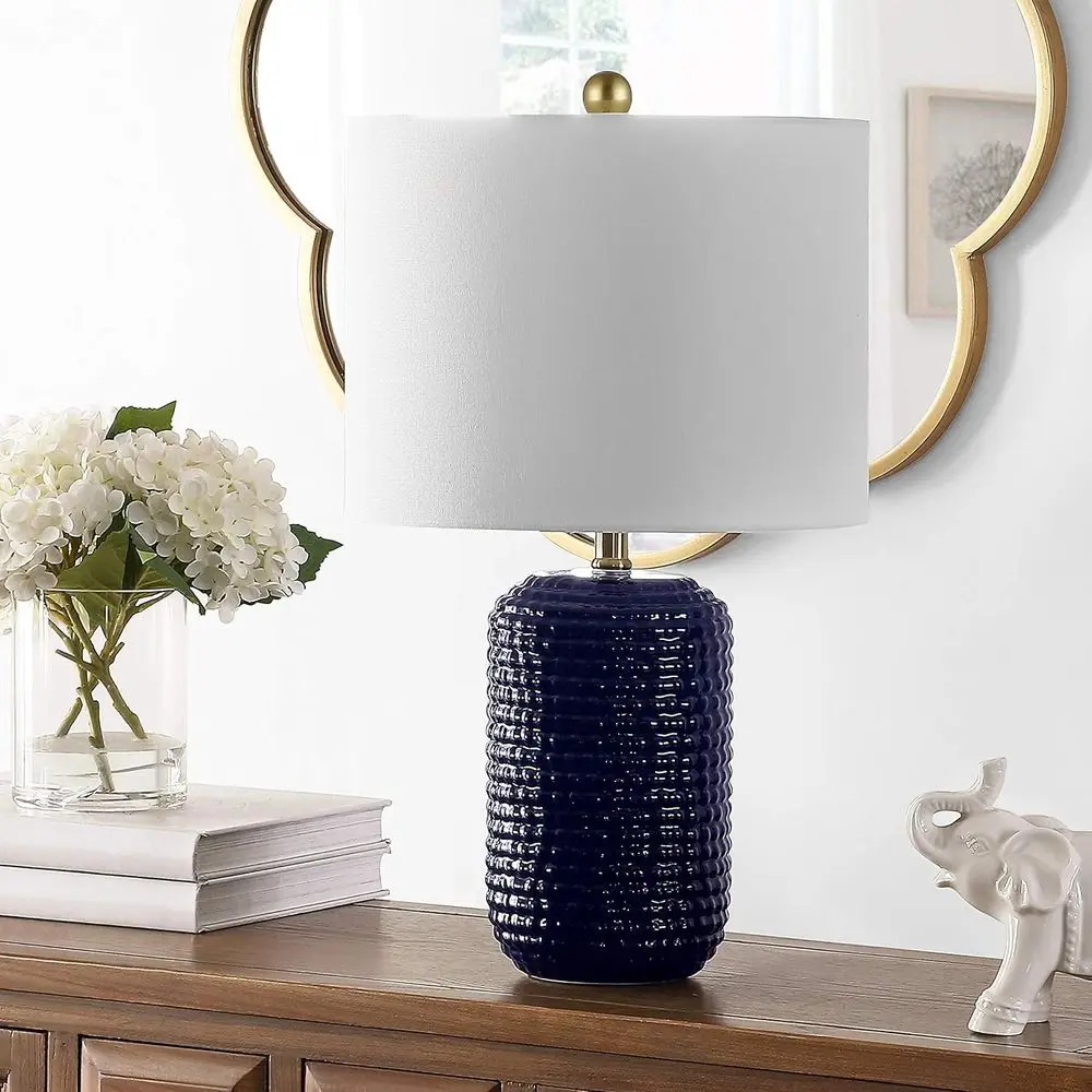Navy Blue 22-inch LED Table Lamp Set for Bedroom, Living Room, and Office (2 Pack with Bulbs) view 5