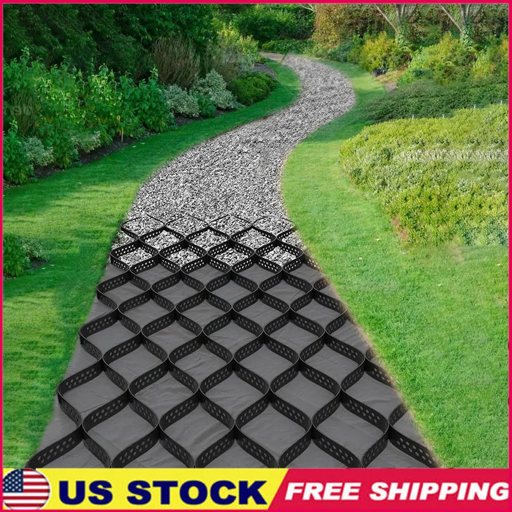 Gravel Ground Grid Driveway Stabilization Geo Grid 1885 ปอนด์ต่อตารางฟุต Geocell 13ft x 33ft เป็นมิตรกับสิ่งแวดล้อมวัสดุ HDPE ยืดหยุ่น