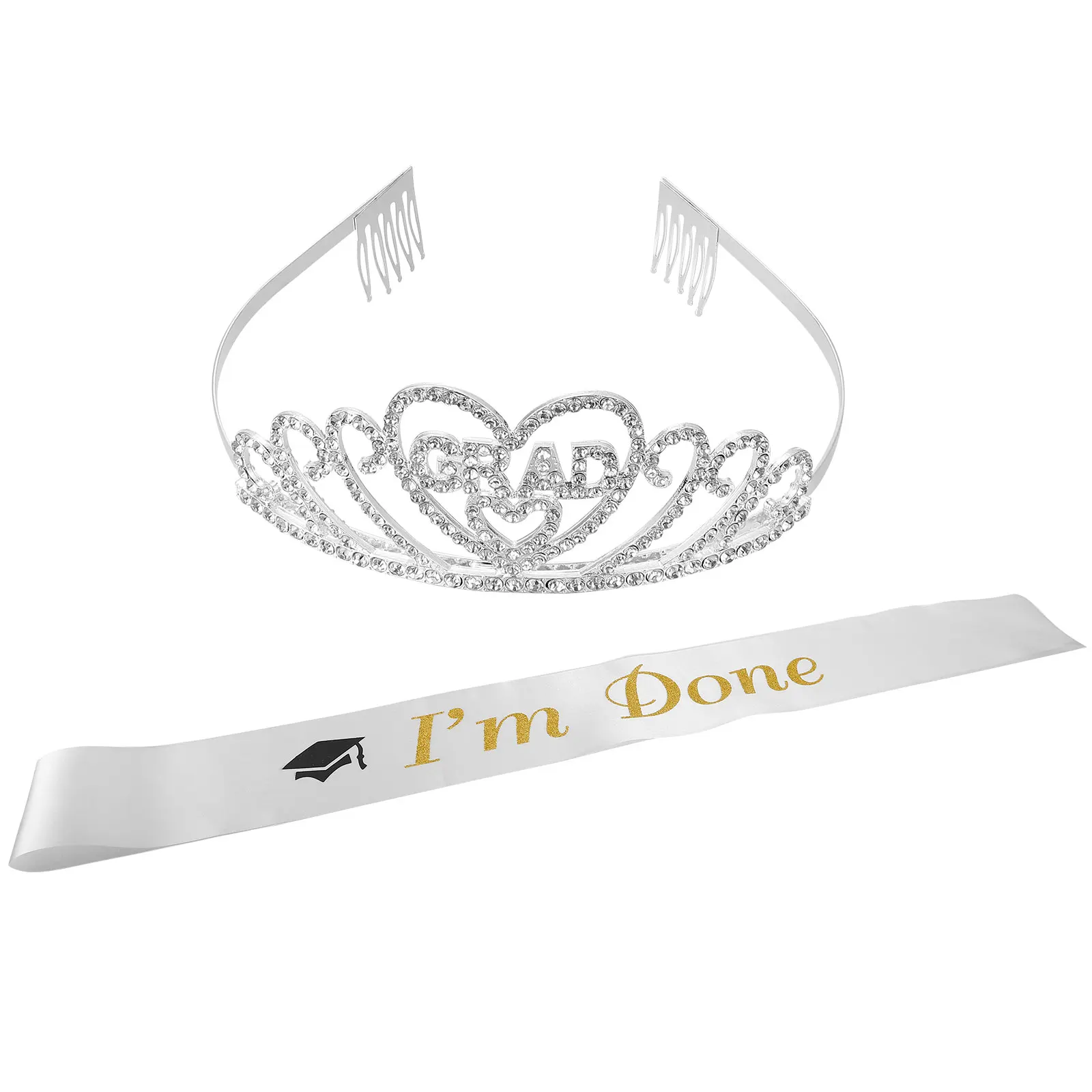 

Graduation Party Sash Set Satin Fabric White Color One Size Fits Most Prom Event Supplies Decorative Accessory