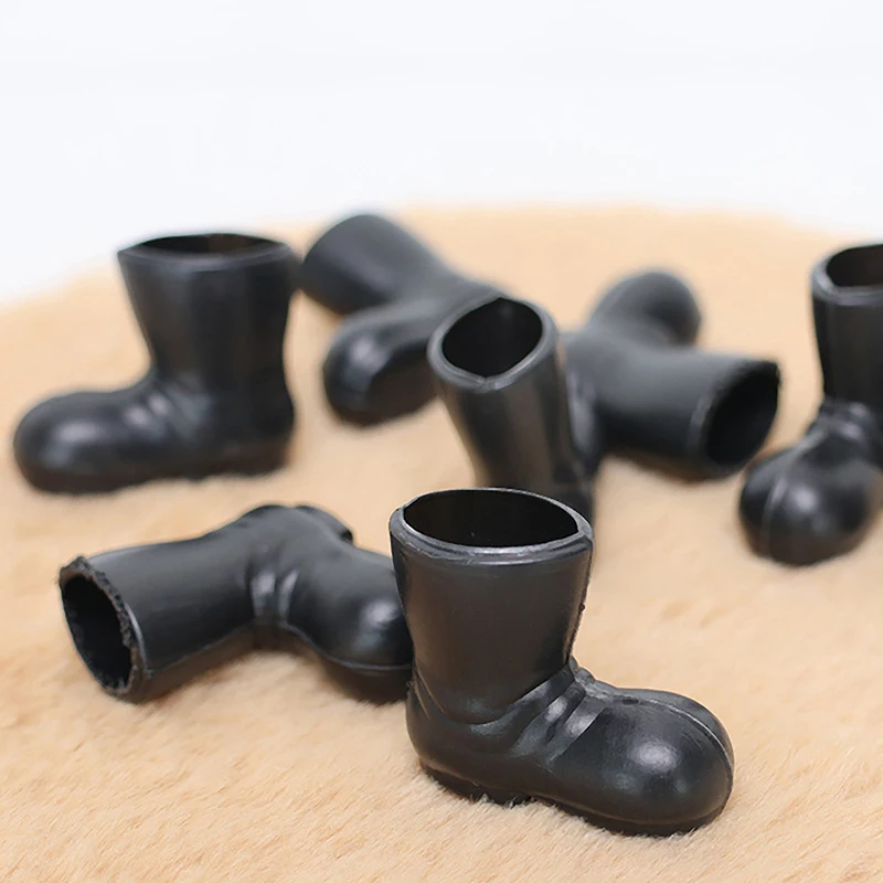 Chaussures miniatures pour maison de poupée 1:12, 1 paire, bottes de noël noires, bottes de pluie, jouet de jeu pour enfants, accessoires pour maison de poupée