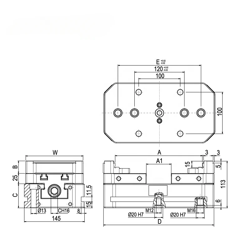 Steel Multitasking Series Vise for 5-axis Machining 3A-110513