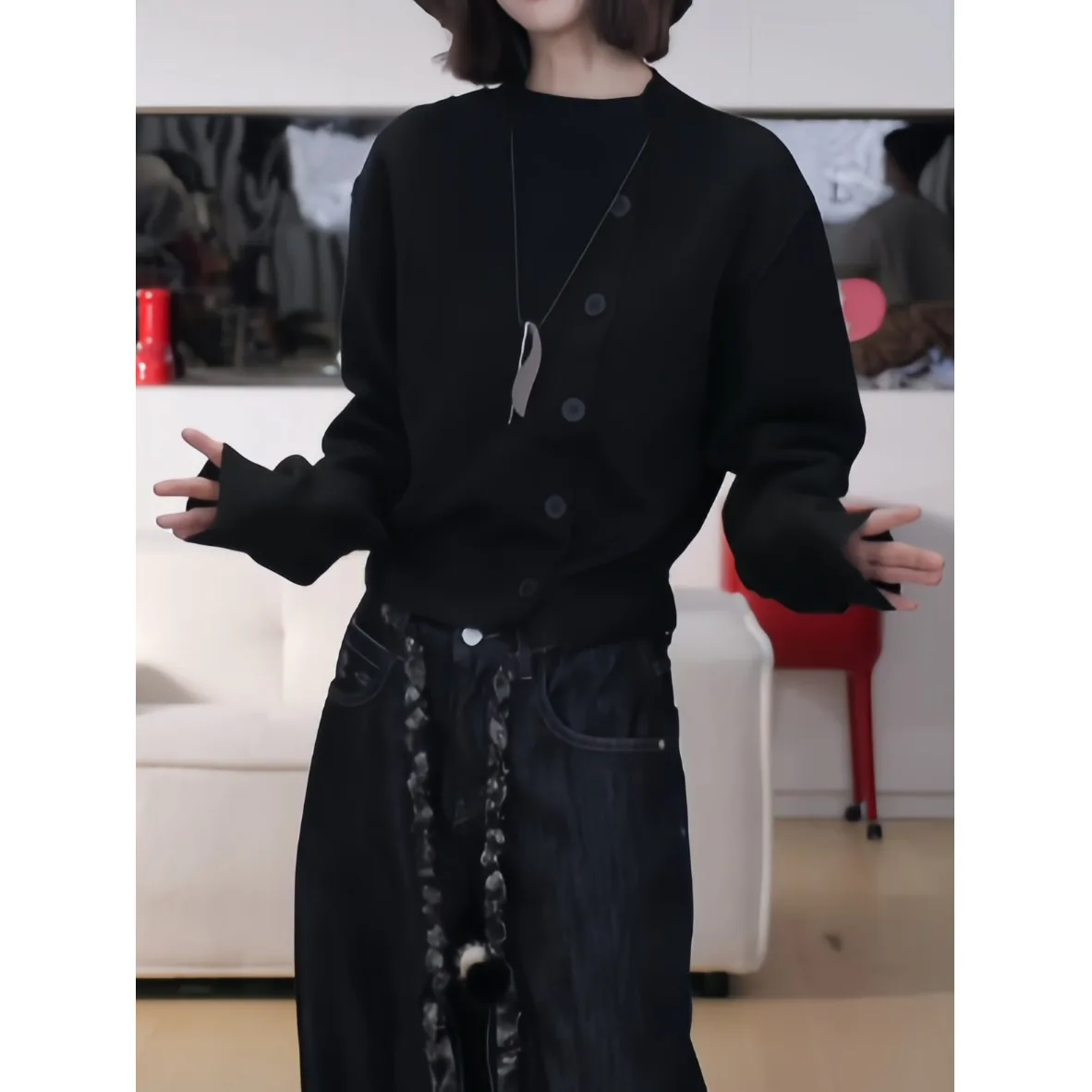 High-End Elegant Large Size Women's Long Sleeve Knitted Sweater Jacket Autumn Winter New Style Brand Commute Loose Fit Outerwear