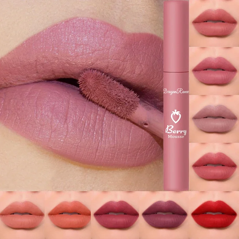 1PC Makeup Matte Nude Liquid Lipstick 12 Colors Waterproof Long Lasting Lip Gloss Sexy Red Pink Velvet Lipsticks Women Cosmetic