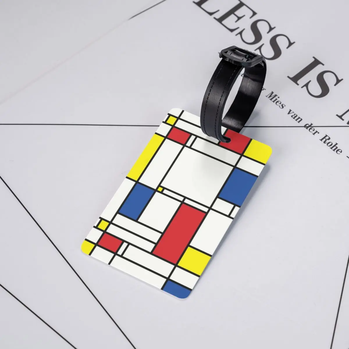 Piet Mondrian-Étiquettes à bagages minimalistes pour valise de voyage, art moderne, couverture de confidentialité, nom, carte d'identité