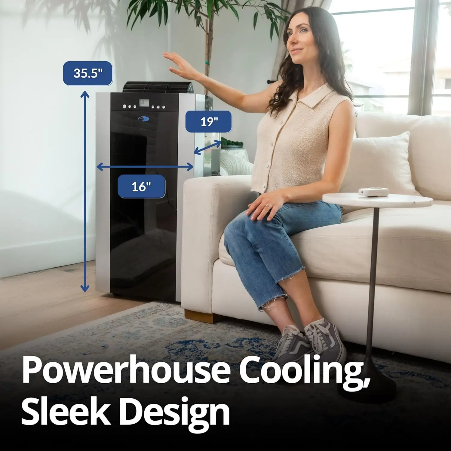 Portable Air Conditioner 14,000 BTU with Dual Hose Dehumidifier & Cooling Fan for 500 Sq Ft Rooms, Includes AC Unit Wind