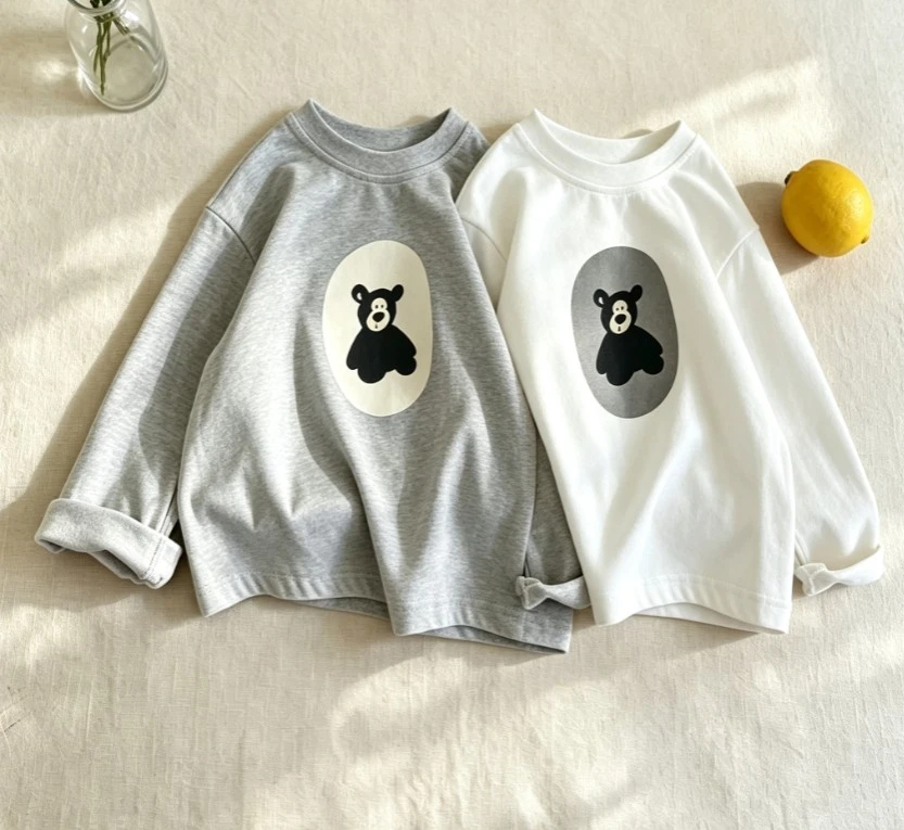 Kids Long Sleeve T Shirt  Children Crew Neck Tops Infant Cotton Loose Casual Tees For Toddler Boys Girls Home Wear T-Shirts Wear