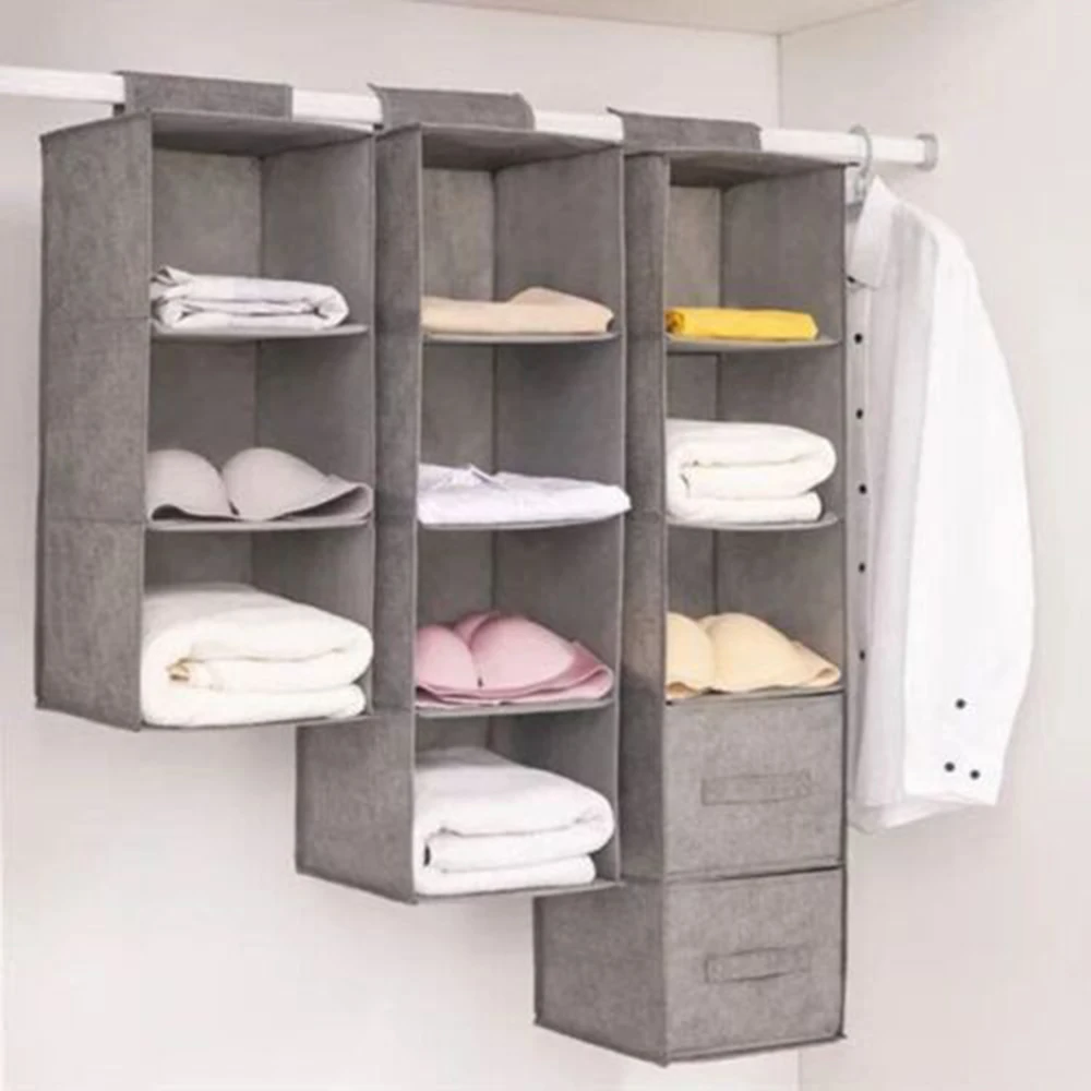 

3/4/5 Layers Hanging Closet Drawer Non-woven Cloth Underwear Classification Organizer Household Items Hanging Shelf for Bedroom