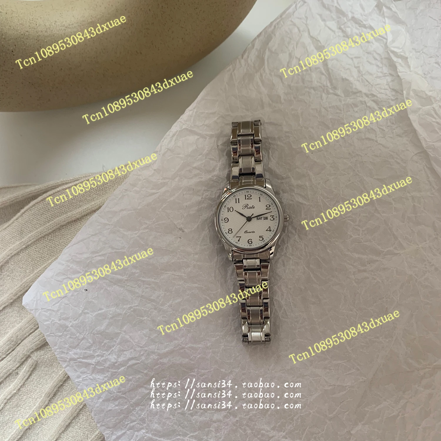 

European Calendar Week Features Quartz Watch Retro Literary Simple Versatile Steel Belt Watch Europe
