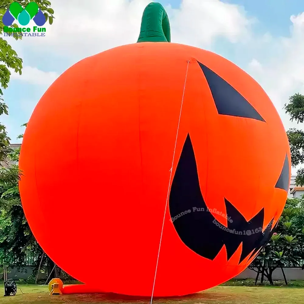 Abóbora inflável gigante do halloween com ventilador, decoração exterior superior do feriado, grande decoração airblown do gramado do partido