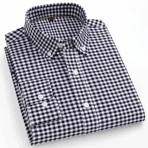 New In Shirt 100%Cotton Fashion Long Sleeve Shirts for Man Slim Fit Formal Plian Shirt Soft Casual Office Designer Plaid Clothes - Image 4