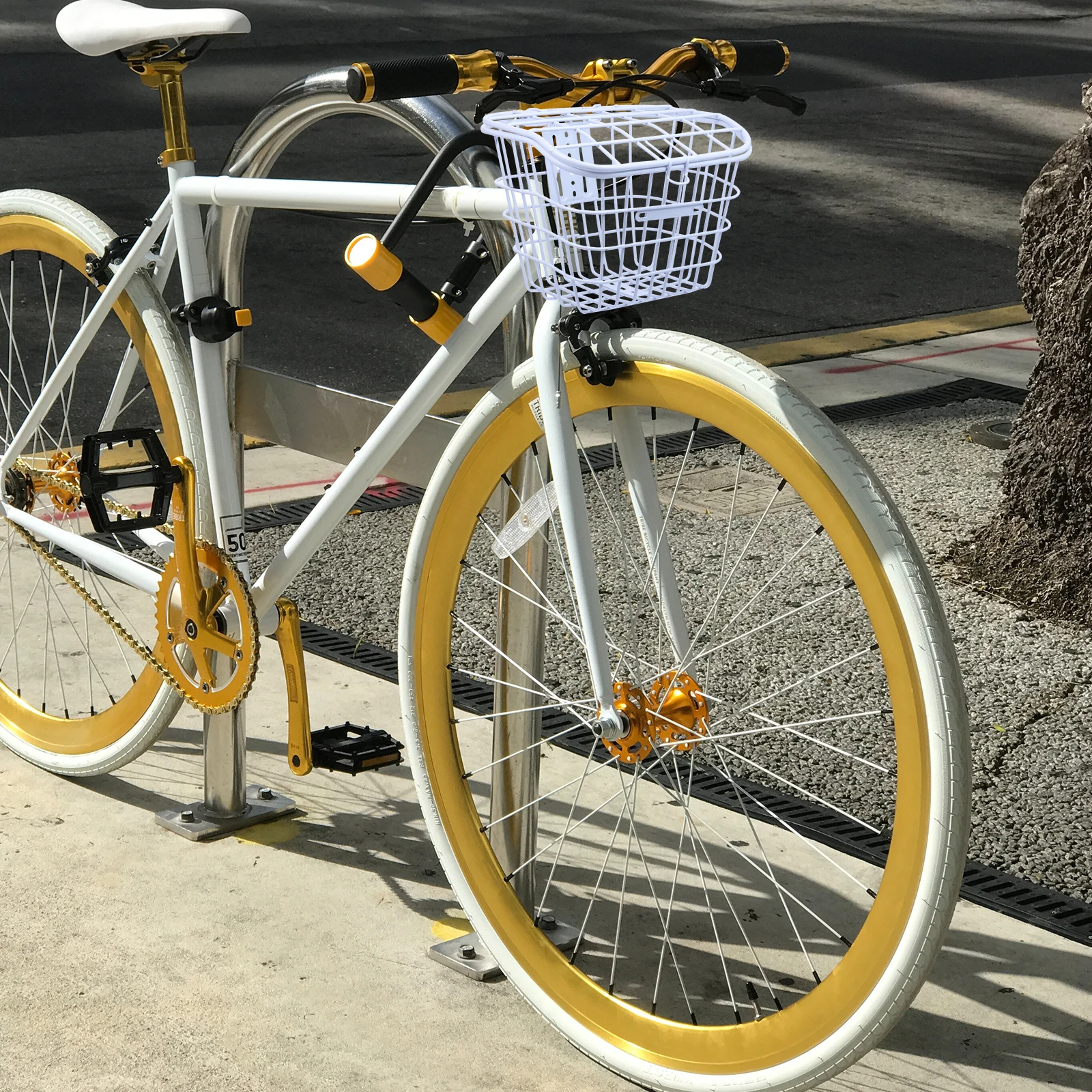 

Thicken Bike Basket Iron Material Long Service Life Stable Safe Electric Bike Storage Holder Riding Gadget Front Basket Books