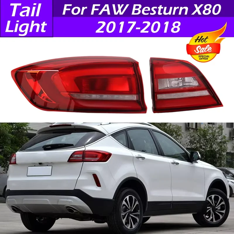 المصابيح الخلفية للسيارة FAW Besturn X80 2017 2018 المصد الخلفي الذيل ضوء Asasembly وقف الفرامل ضوء عكس الضوء بدوره مصباح إشارة #1