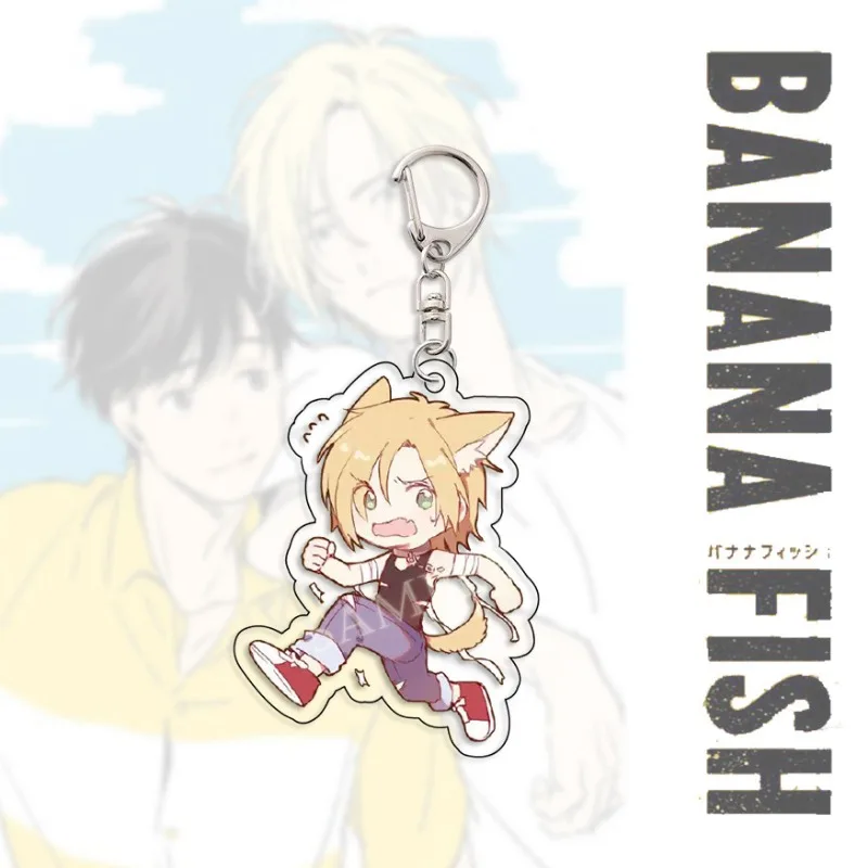 Banana Fish Anime Keychain Ash Lynx Eiji Okumura Acrylic Key Chain Cartoon Llaveros Collection Q Version Bag Pendent Accessories