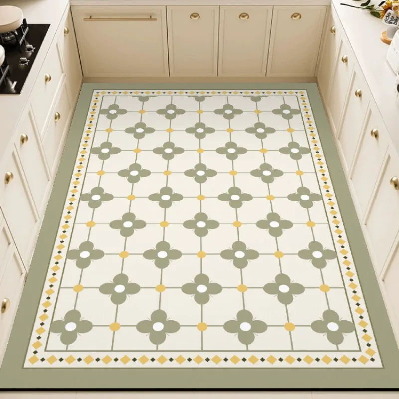 Kitchen Carpet Modern Geometric Pattern Non-slip Oil-resistant Pvc Floor Mat Leather Waterproof Foot Mats Large Area Rug 주방 카펫