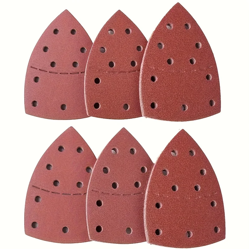 

50Pcs 11-Hole Mouse Detail Sander Sandpaper, 40-320 Grit Triangular Hook & Loop Sanding Sheets
