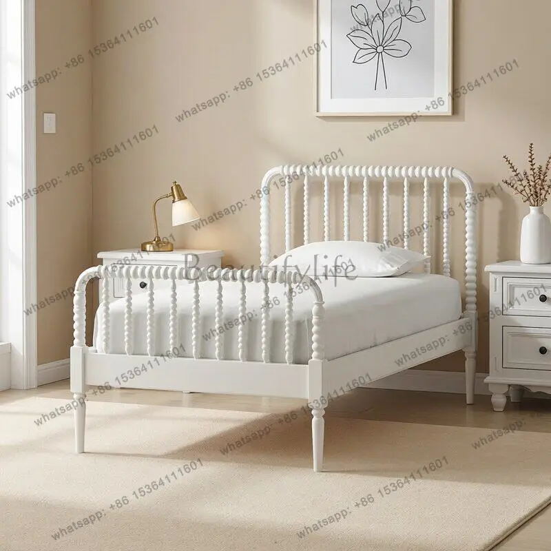 

American minimalist all-solid wood frame carving simple light luxury retro bed customization