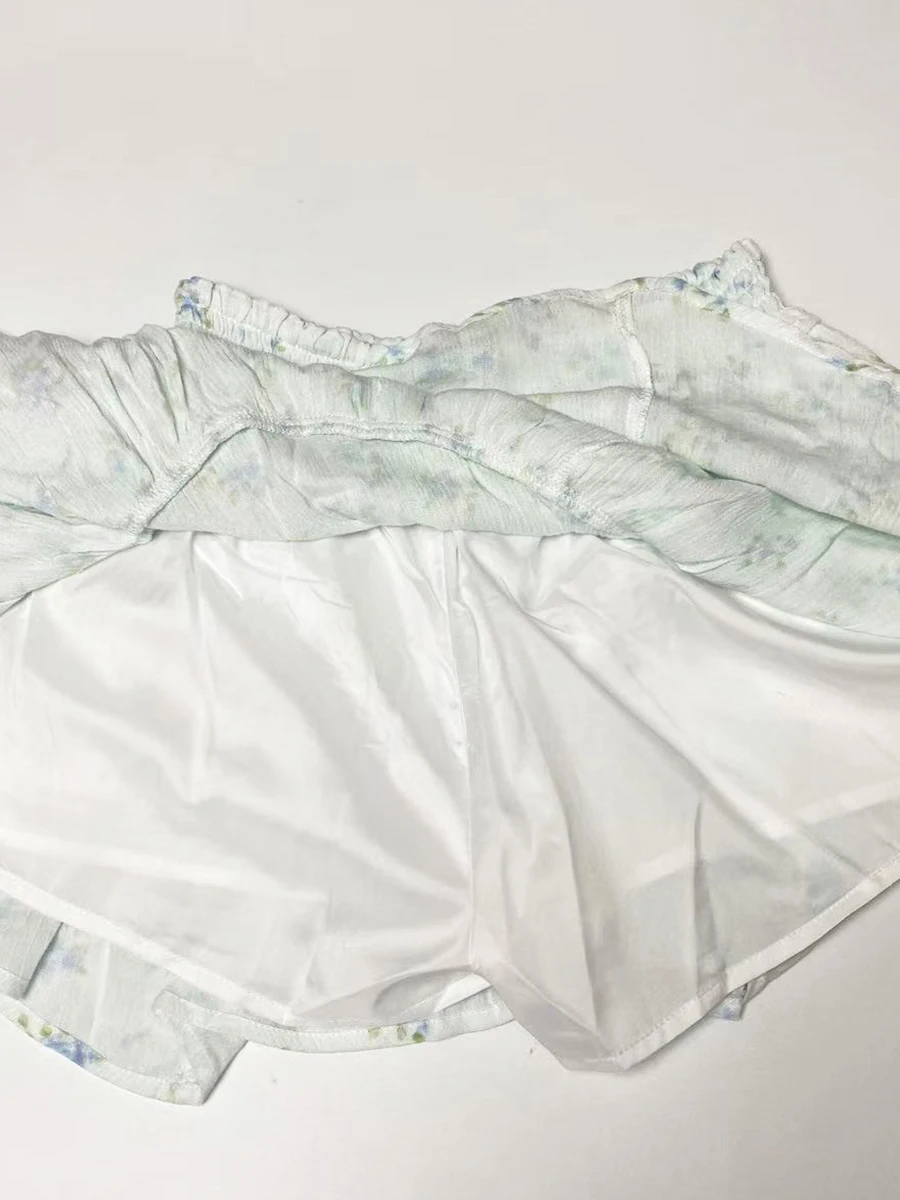 Minifalda escalonada con estampado Floral azul para mujer, Faldas acampanadas con volantes y cintura alta elástica, Faldas cortas informales dulces a la moda, novedad