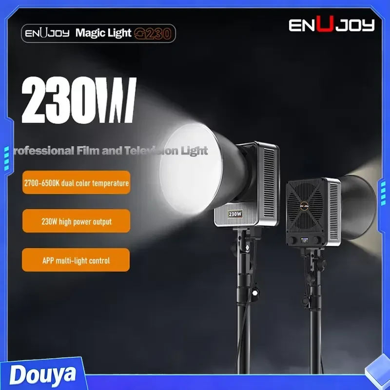 Enujoy G230 Portable Mini Bowens Mount COB LED Video Light with App Control 2700-6500K Color Temp 230W AC/DC Power