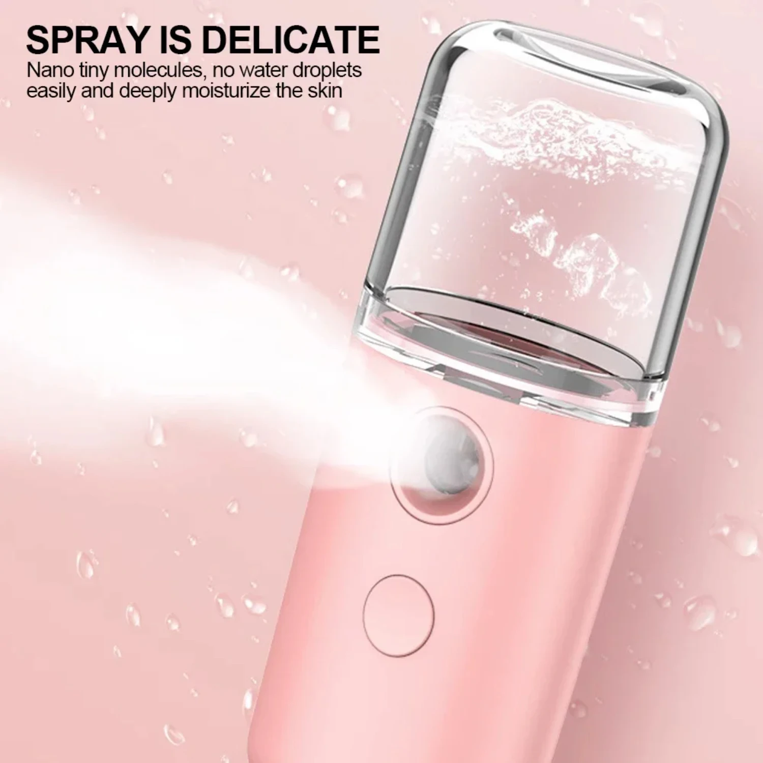 Portable USB Rechargeable Mini Air Humidifier Mist Sprayer - Compact and Refreshing 30ml Hydrating Steamed Facial Mist Diffuser 