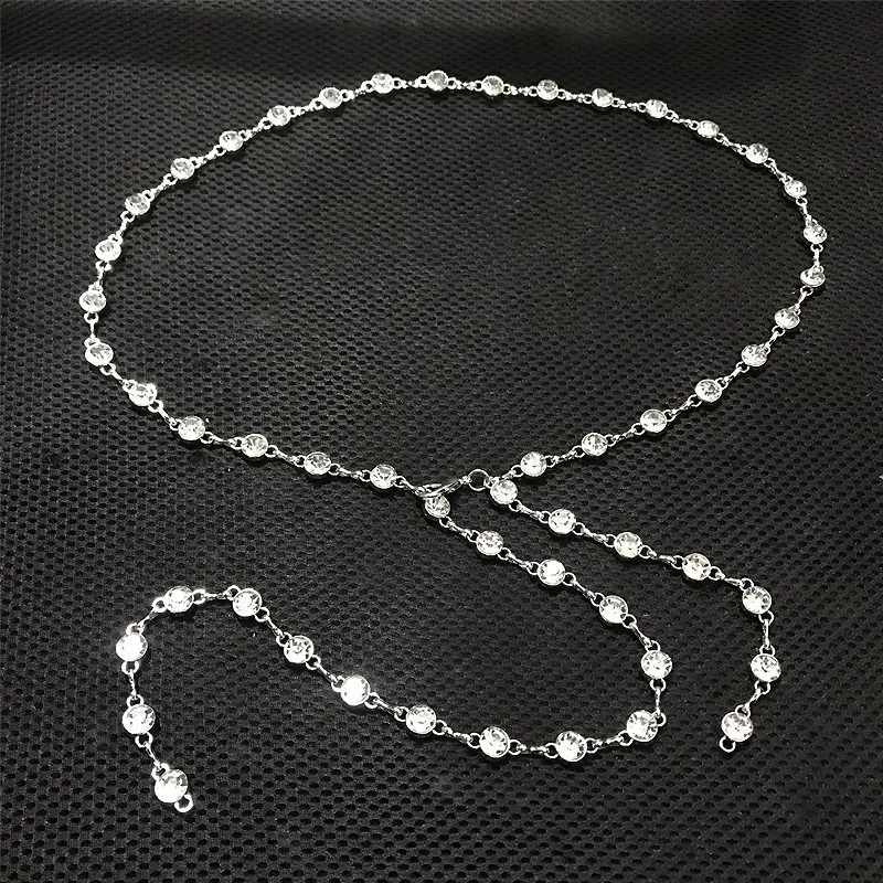 ผู้หญิงคริสตัลเอว High-end Handfeel Fine Diamond Inlay ตกแต่งแฟชั่นเรียงราย Rhinestone เข็มขัด