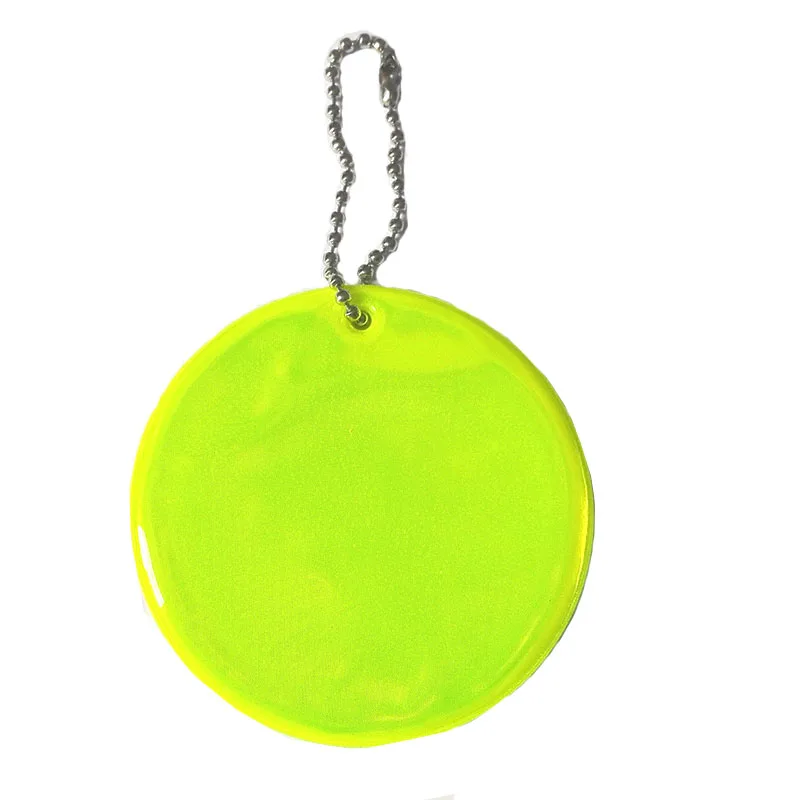 10Pcs Colorful Big 6.5CM Round PVC Reflector keyrings Reflective keychain bag pendant accessories for school kids